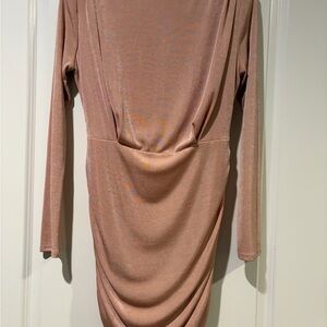 Elegant Long Sleeve Blush Dress